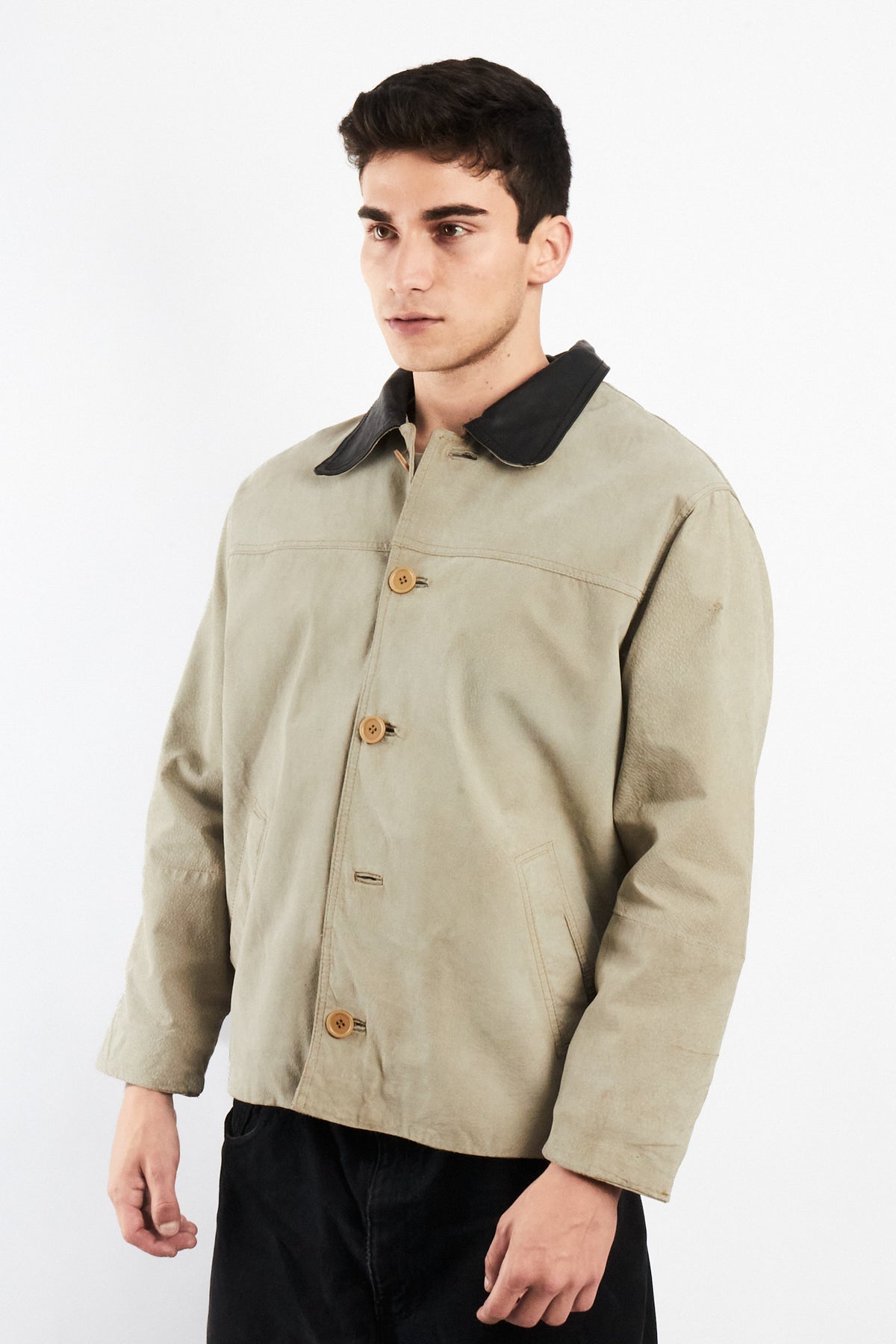 2000 Vintage Suede Leather Collar Jacket (M)