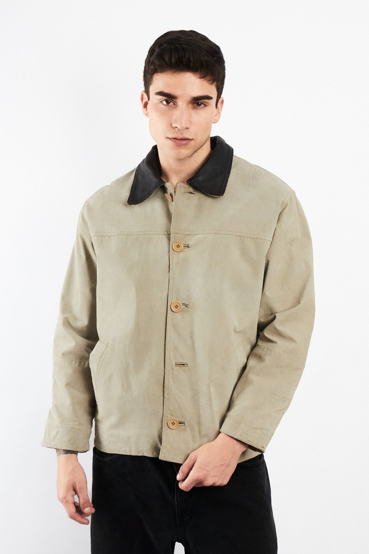 2000 Vintage Suede Leather Collar Jacket (M)