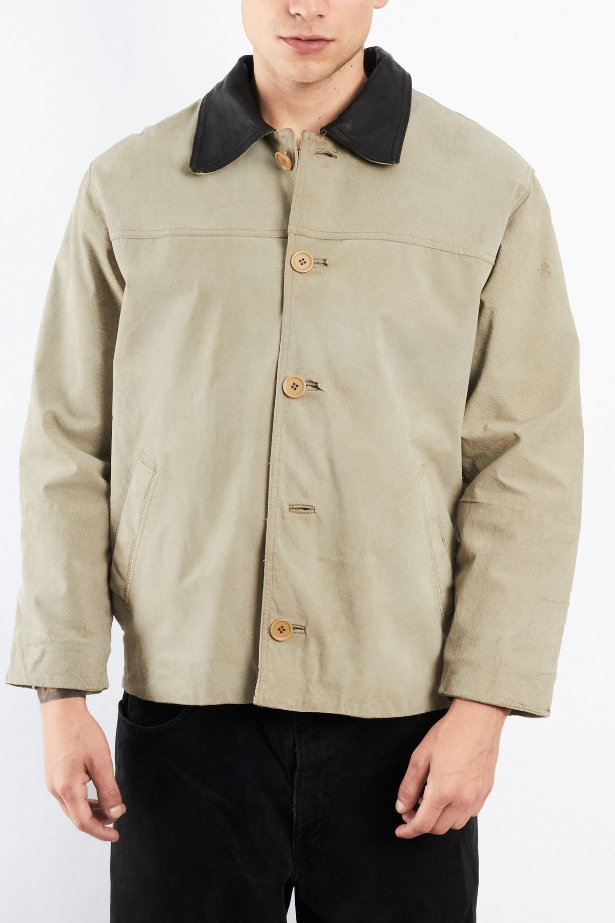 2000 Vintage Suede Leather Collar Jacket (M)