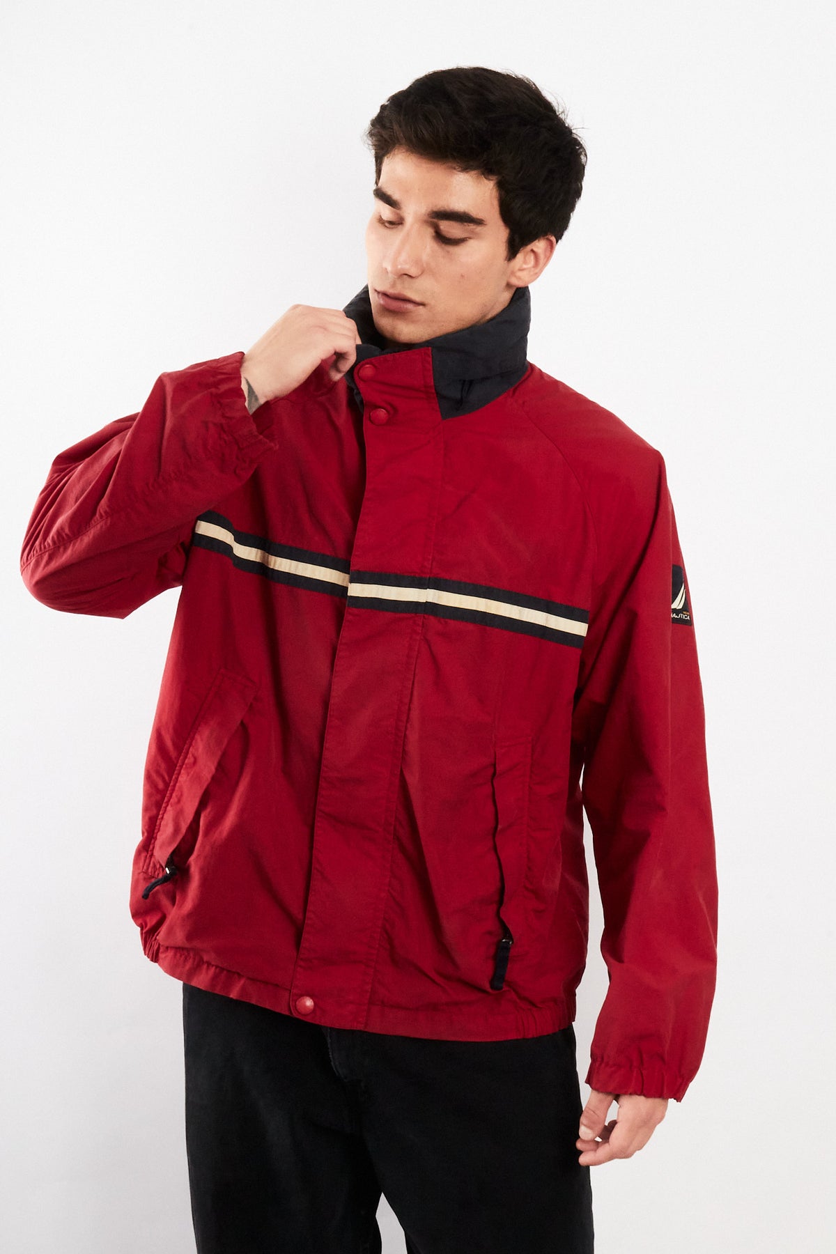 2000 Vintage Nautica Sailing Colorblock Striped Jacket (L/XL)