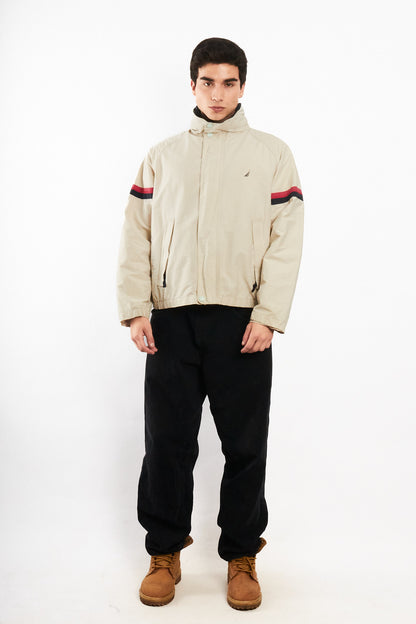 2000 Vintage Nautica Beige Striped Jacket (M)