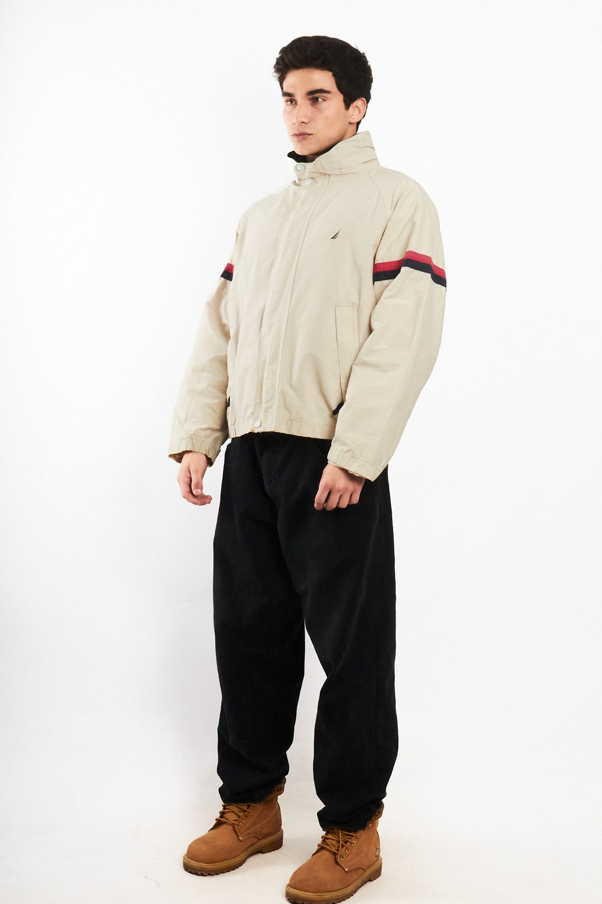 2000 Vintage Nautica Beige Striped Jacket (M)