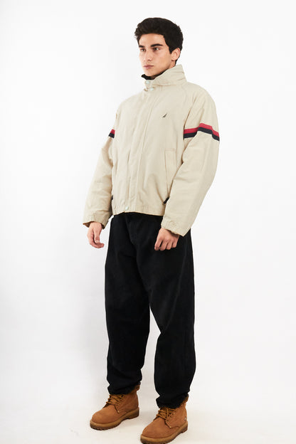 2000 Vintage Nautica Beige Striped Jacket (M)