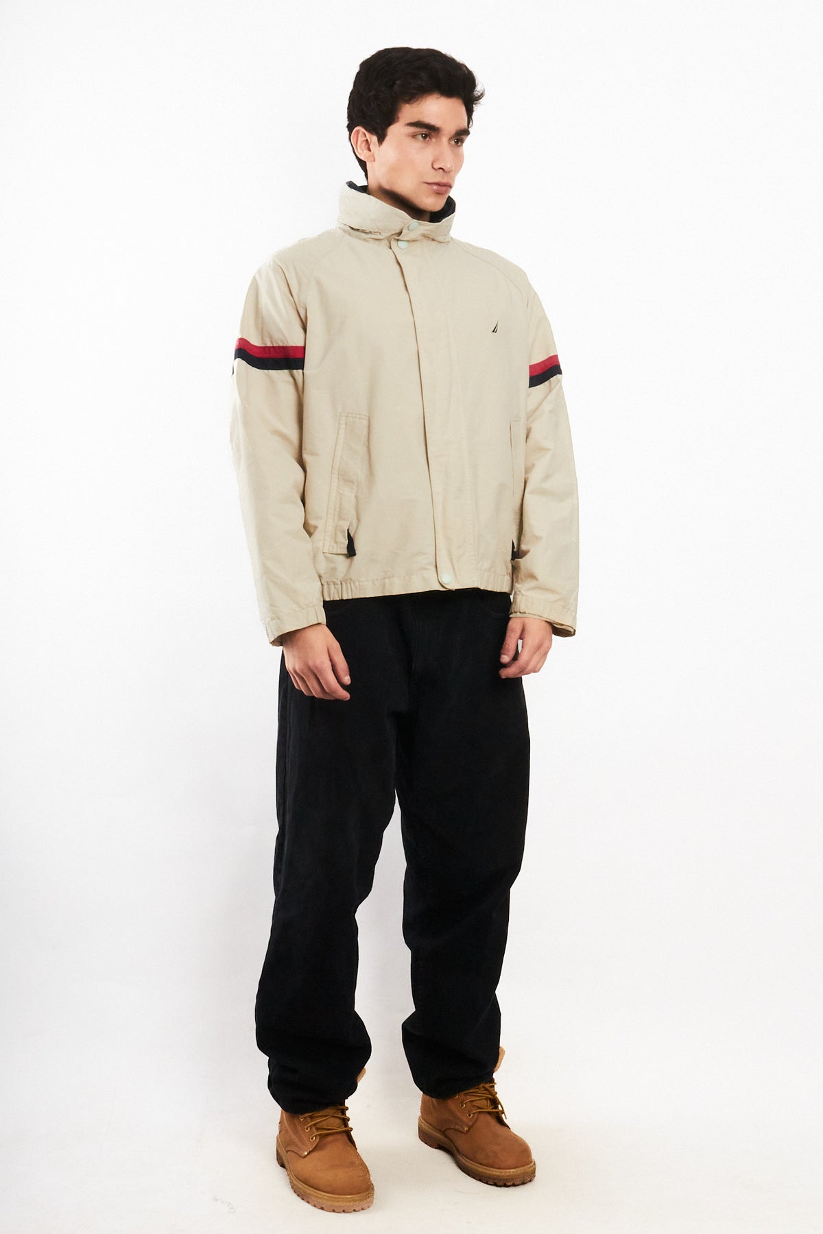 2000 Vintage Nautica Beige Striped Jacket (M)