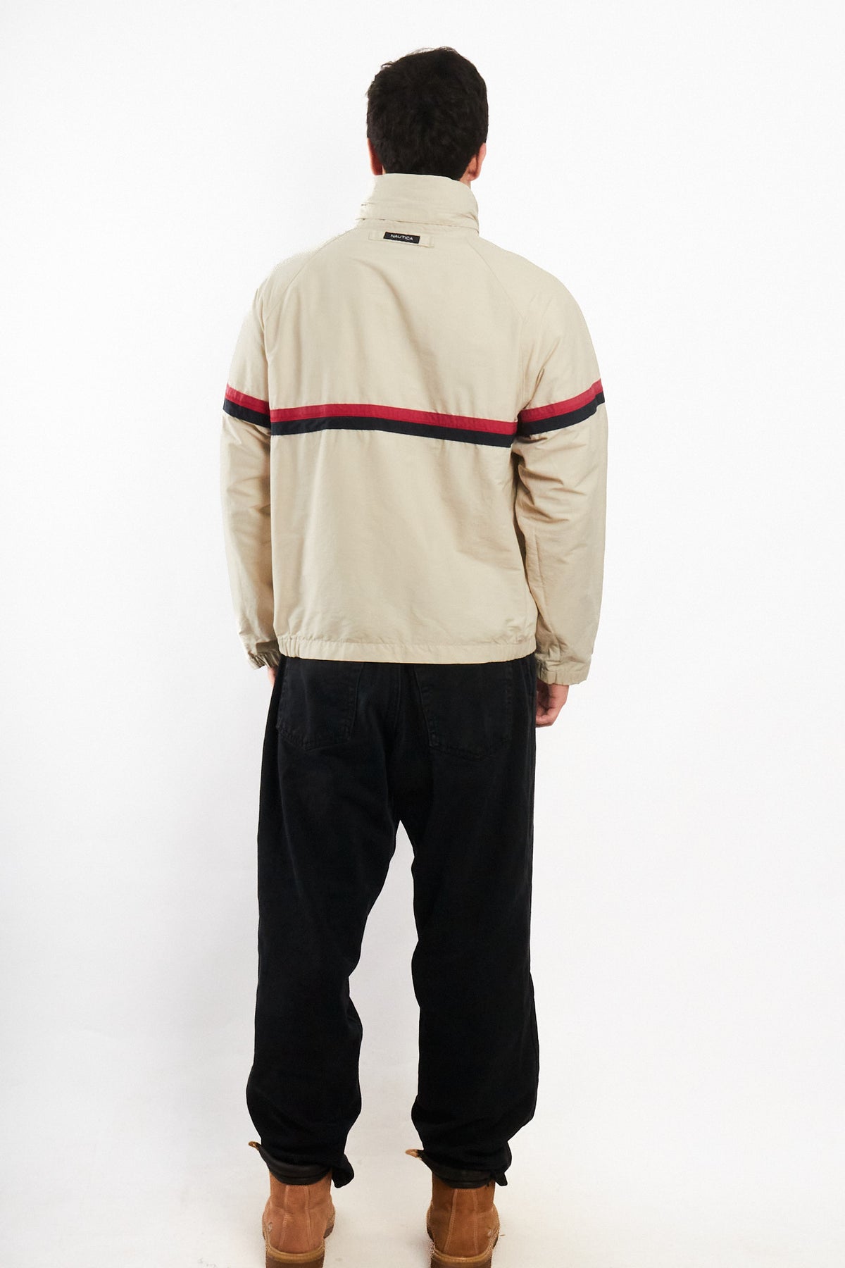 2000 Vintage Nautica Beige Striped Jacket (M)