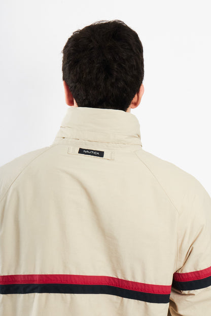 2000 Vintage Nautica Beige Striped Jacket (M)