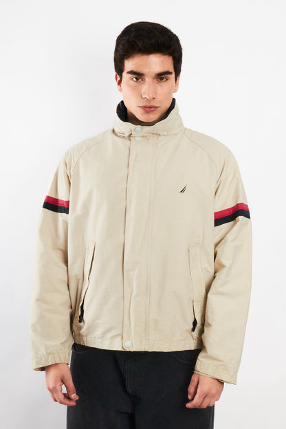 2000 Vintage Nautica Beige Striped Jacket (M)