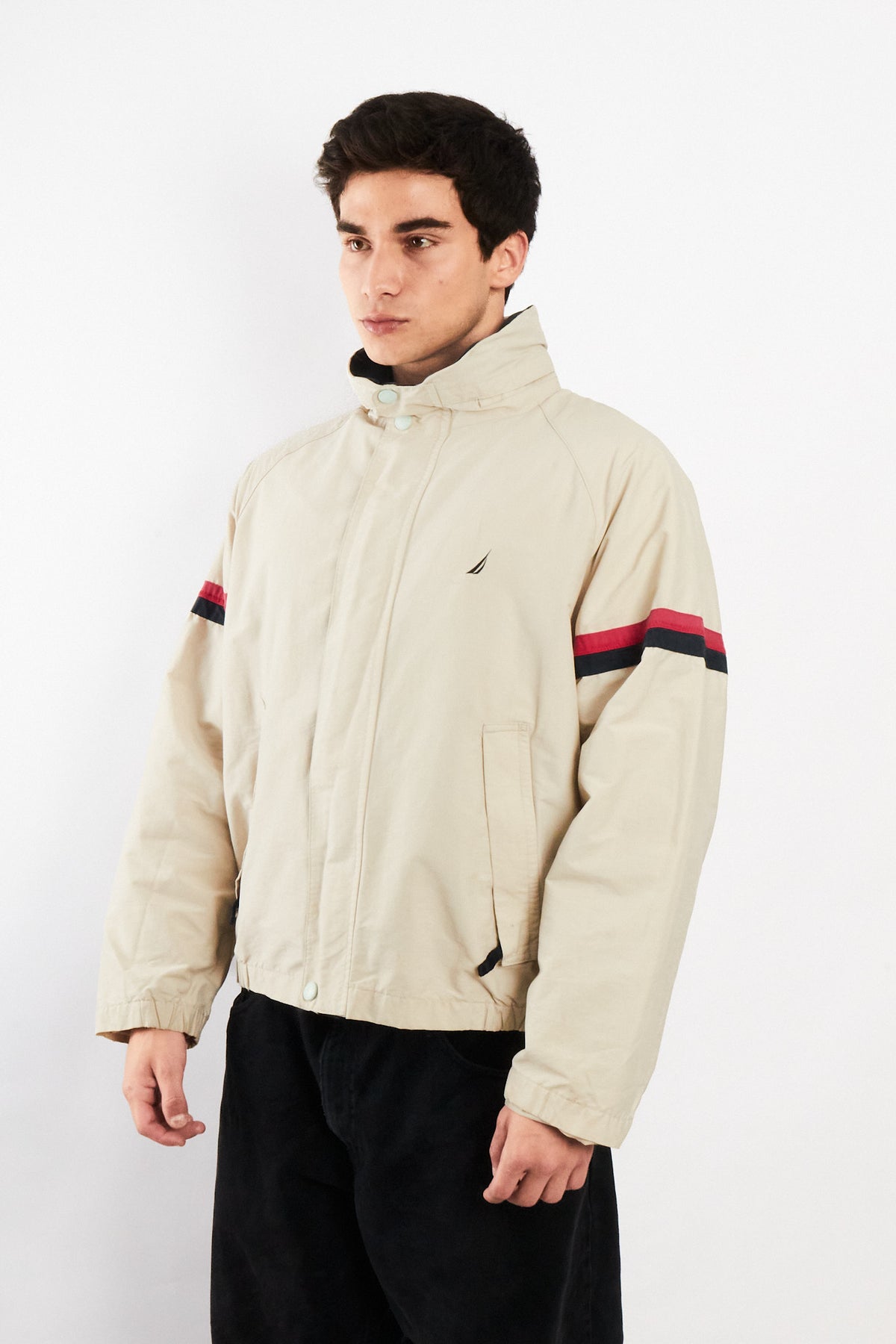 2000 Vintage Nautica Beige Striped Jacket (M)