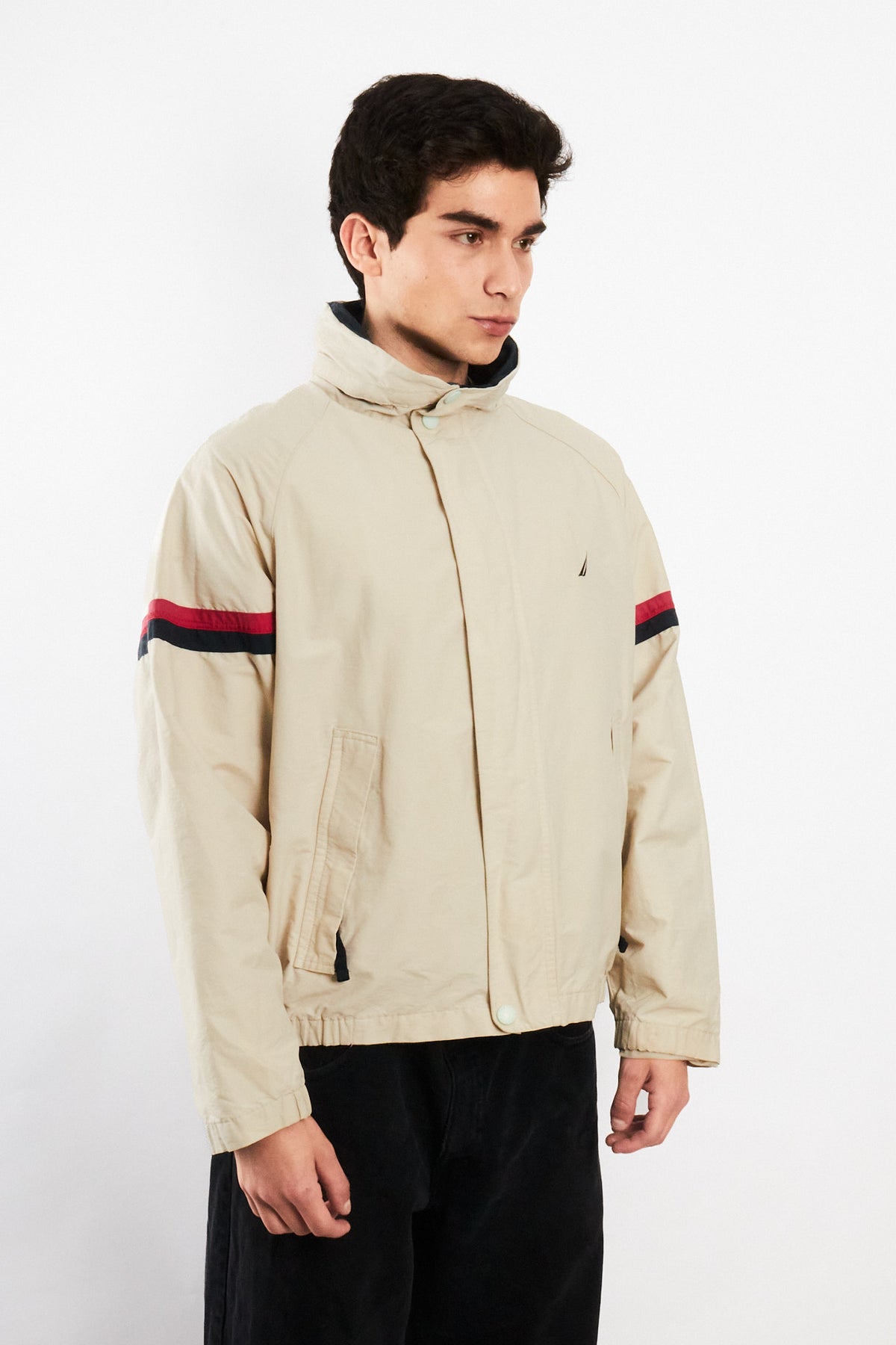 2000 Vintage Nautica Beige Striped Jacket (M)