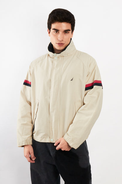 2000 Vintage Nautica Beige Striped Jacket (M)