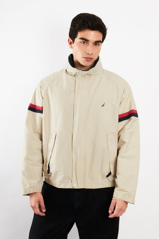 2000 Vintage Nautica Beige Striped Jacket (M)