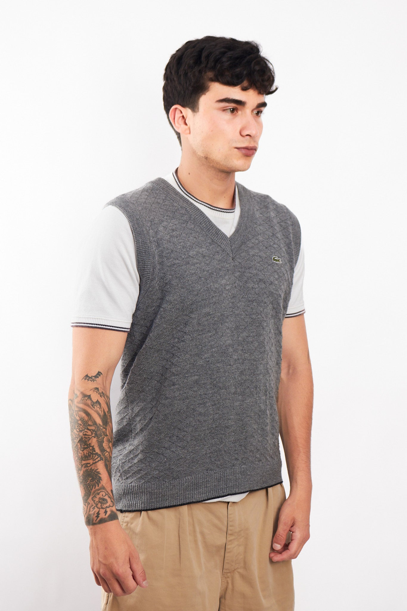 Lacoste Gray Knitted Vest (S/M)