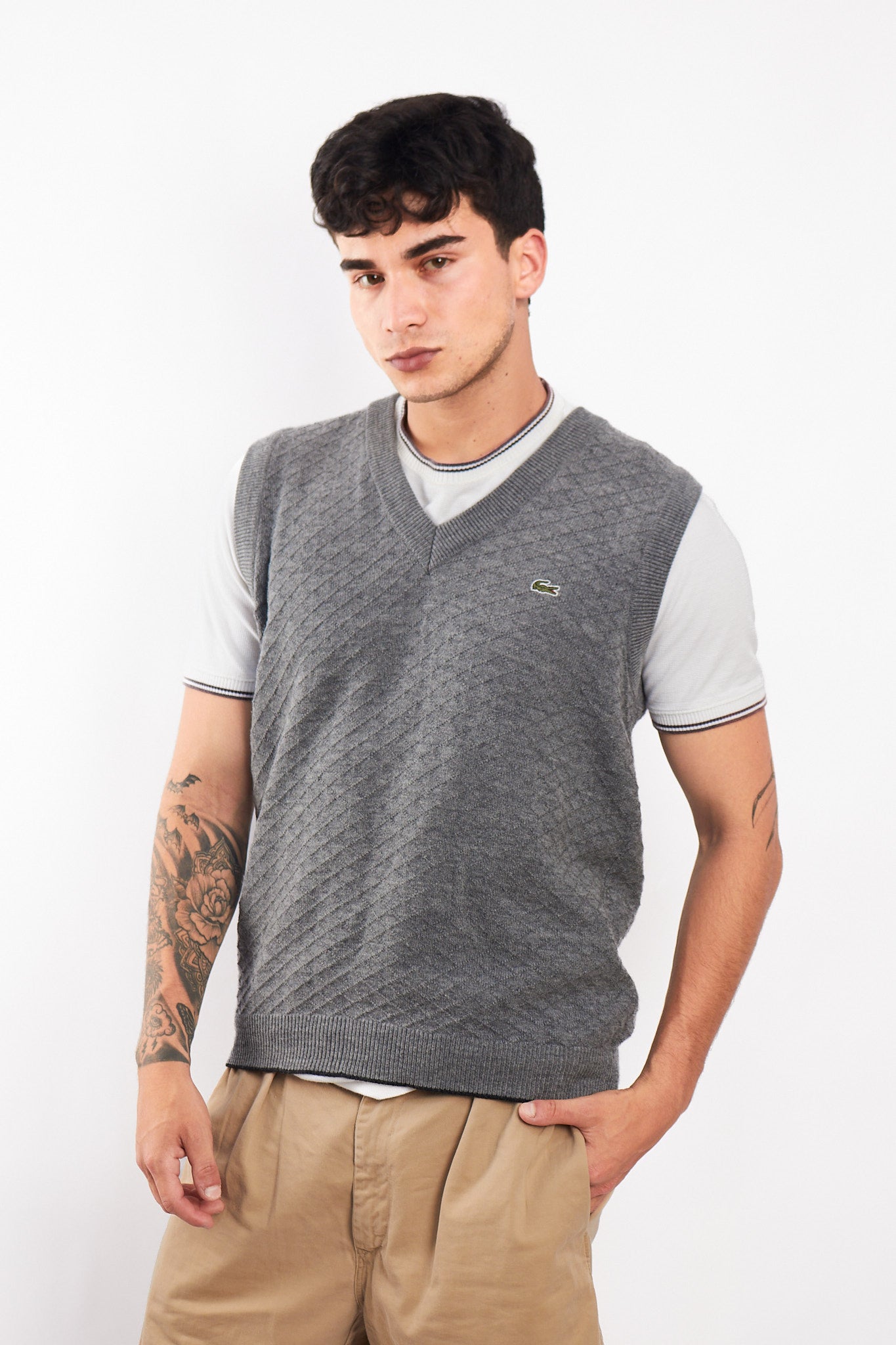 Lacoste Gray Knitted Vest (S/M)