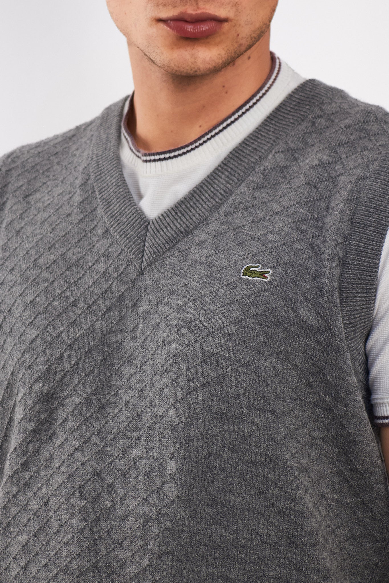 Lacoste Gray Knitted Vest (S/M)