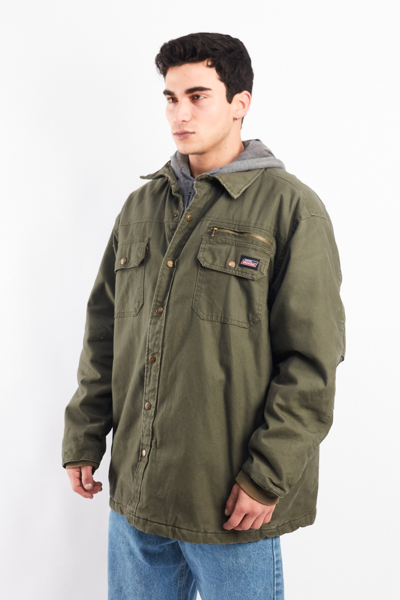 2000 Dickies Work Hooded Shirt Jacket (L/XL)