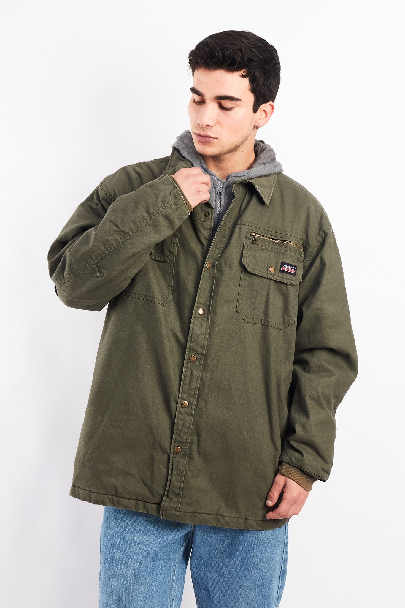 2000 Dickies Work Hooded Shirt Jacket (L/XL)