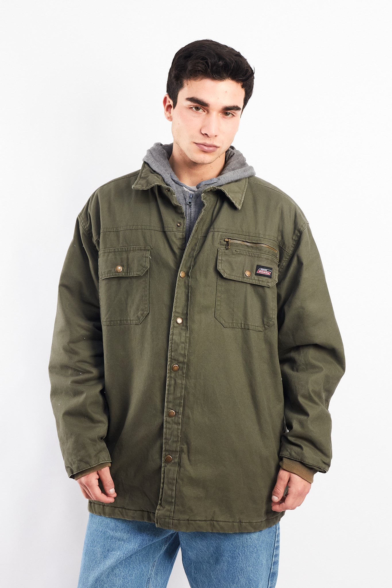 2000 Dickies Work Hooded Shirt Jacket (L/XL)