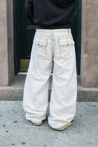 Y2K Vintage True Religion Super T Straight Jean Optic White Jean (36)