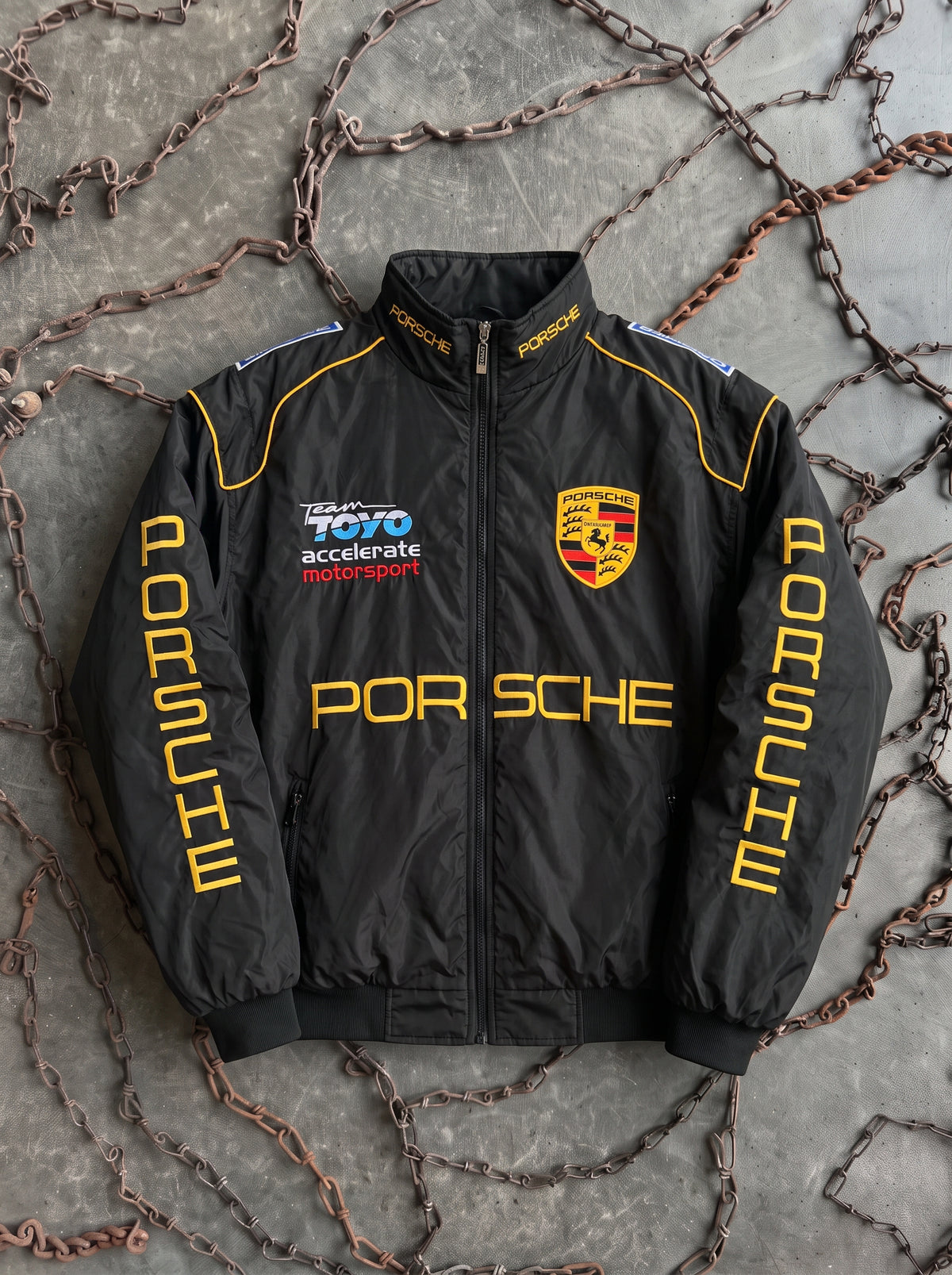 Porsche GT Motorsport Black and Gold Racing Jacket