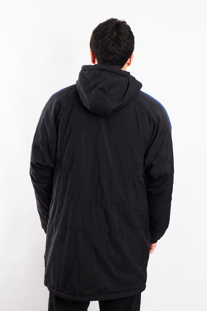 1990 Vintage Adidas Three Stripes Hooded Long Jacket (M/L)