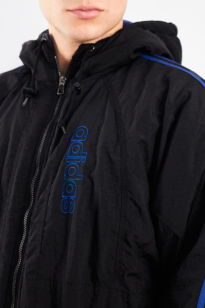 1990 Vintage Adidas Three Stripes Hooded Long Jacket (M/L)