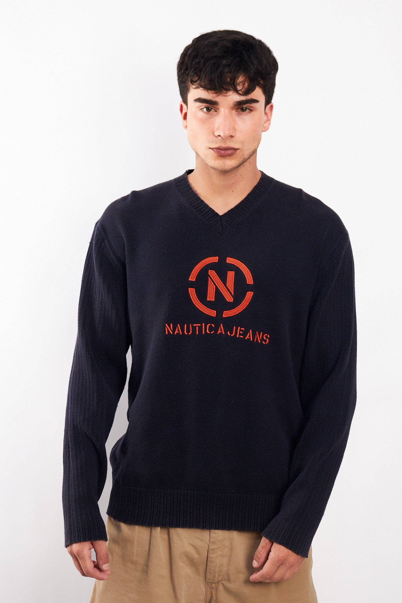 2000 Nautica Jeans Co Big Logo Sweater (L)