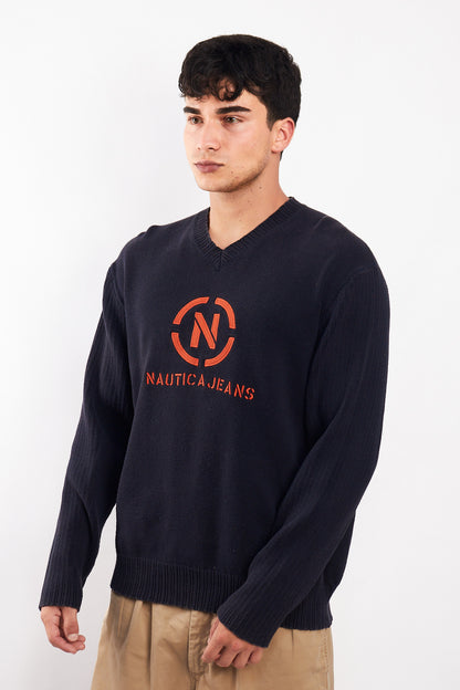 2000 Nautica Jeans Co Big Logo Sweater (L)
