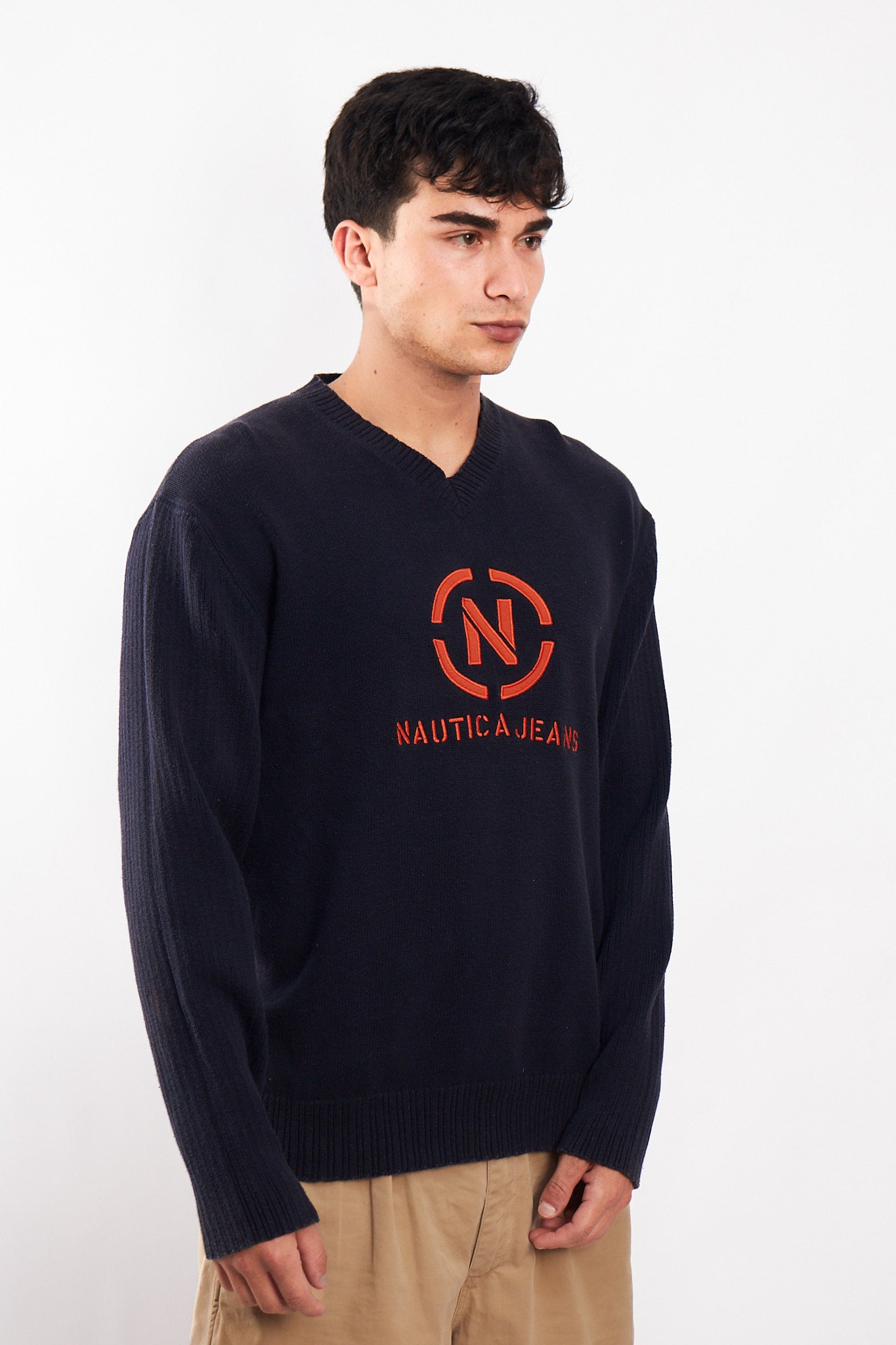 2000 Nautica Jeans Co Big Logo Sweater (L)