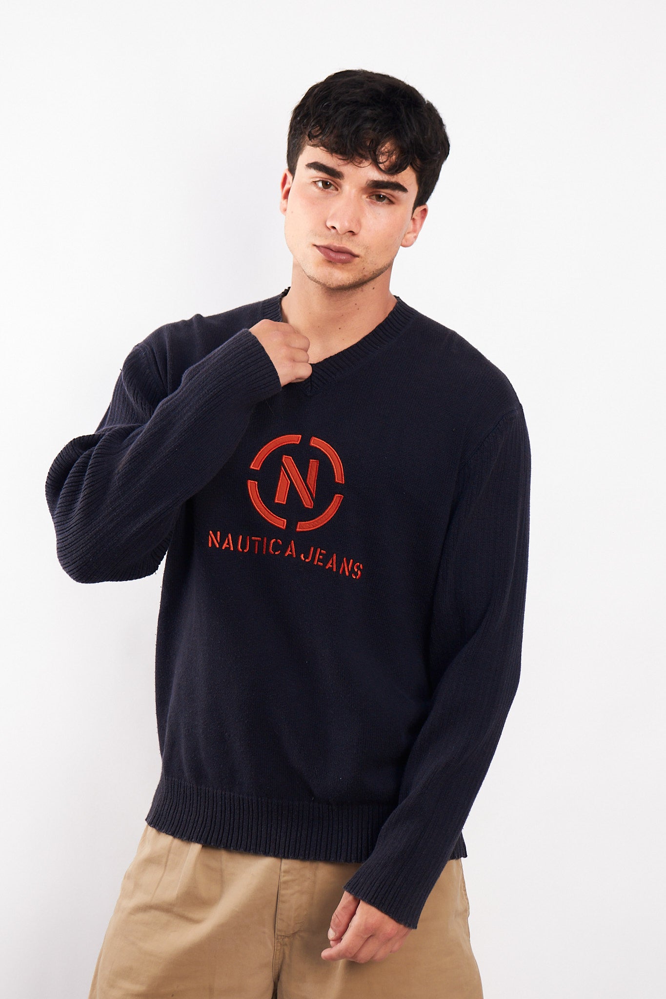 2000 Nautica Jeans Co Big Logo Sweater (L)