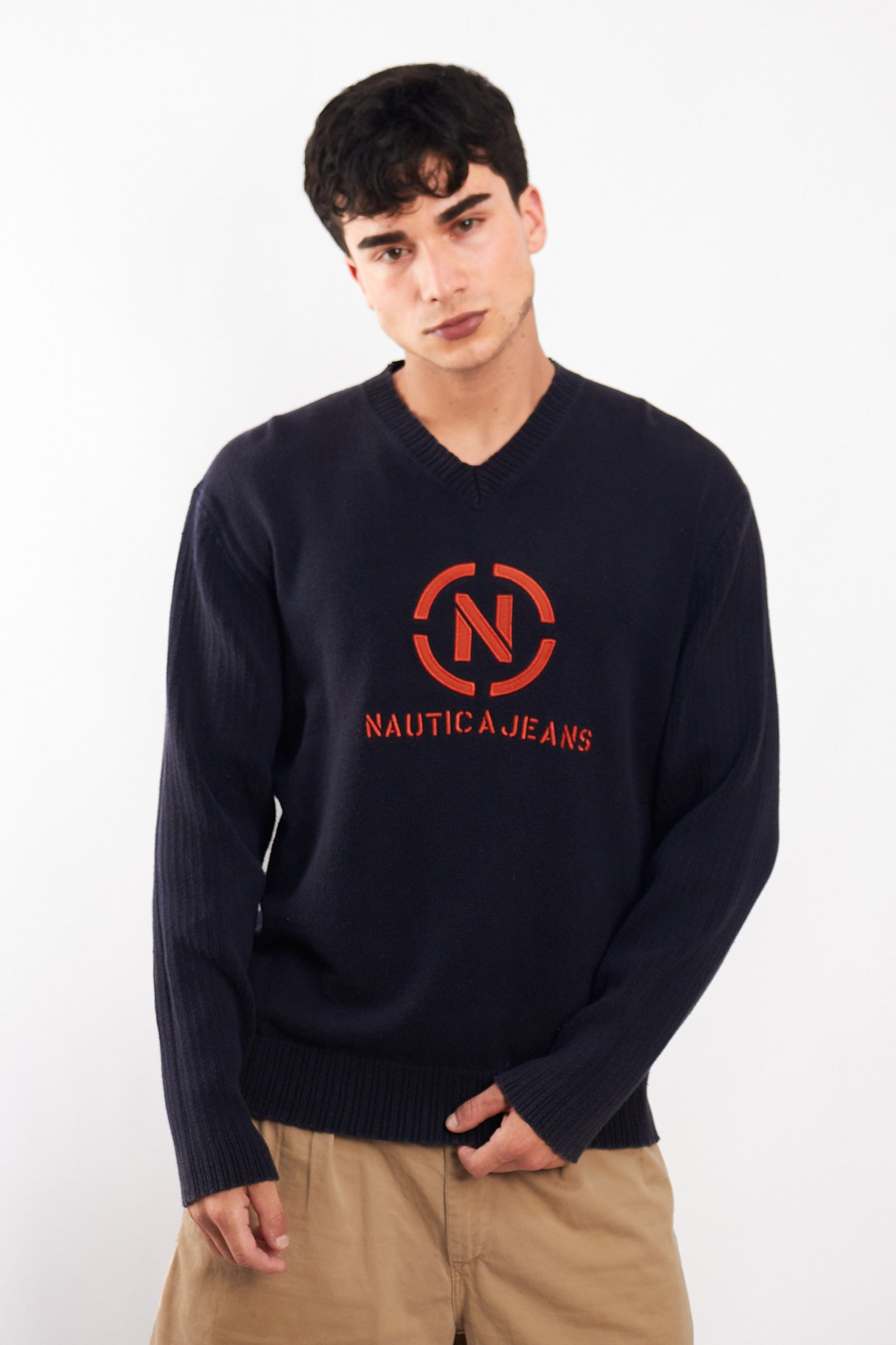 2000 Nautica Jeans Co Big Logo Sweater (L)