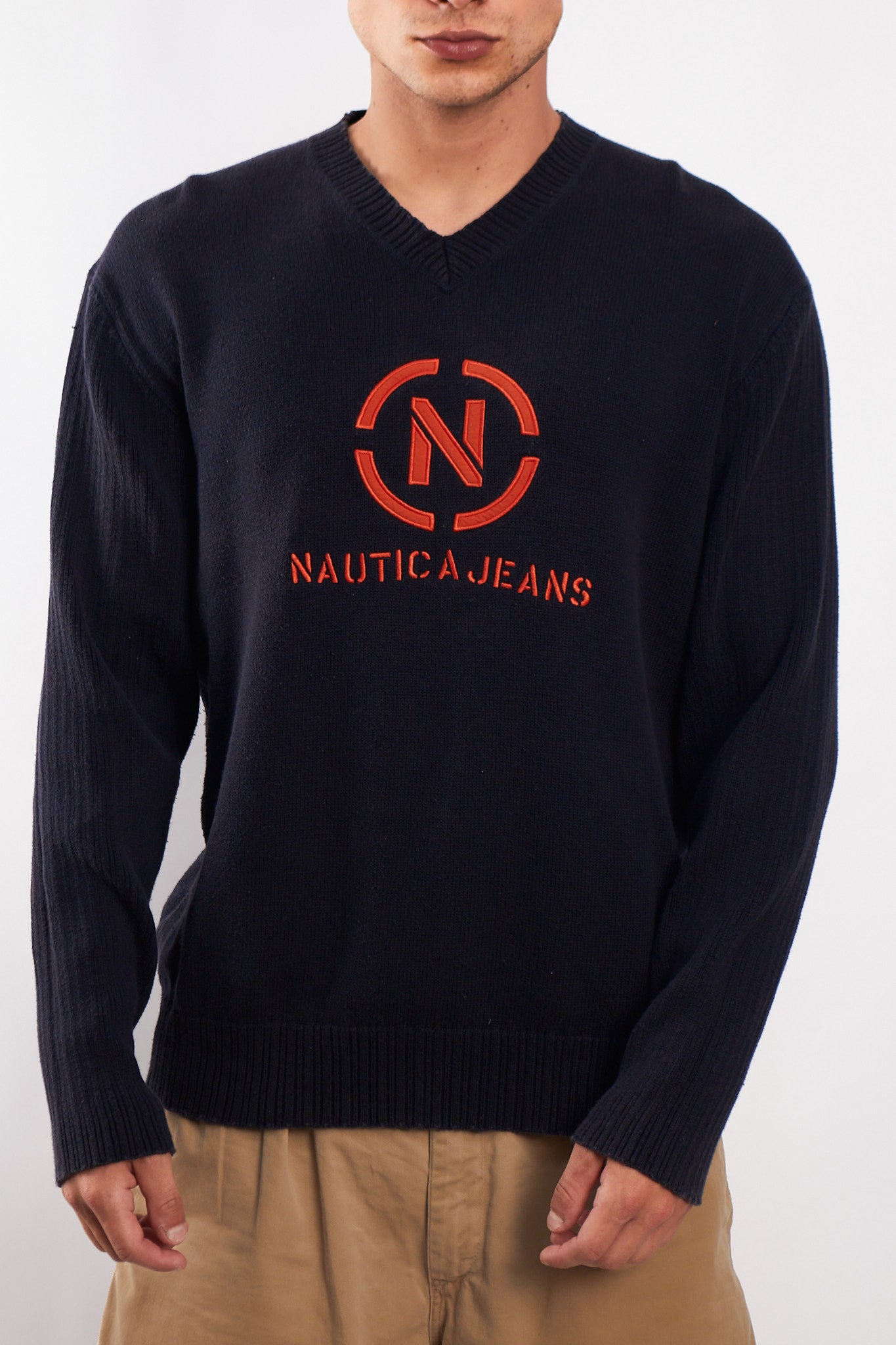 2000 Nautica Jeans Co Big Logo Sweater (L)