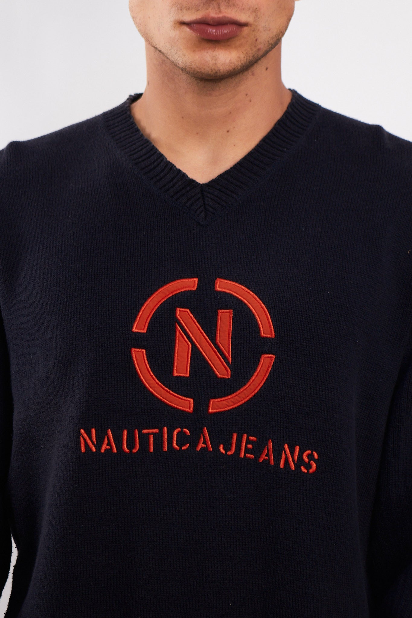 2000 Nautica Jeans Co Big Logo Sweater (L)