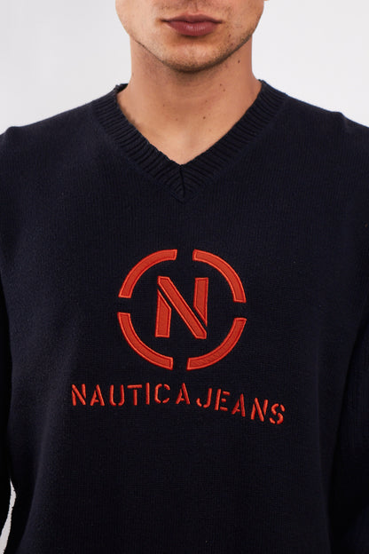 2000 Nautica Jeans Co Big Logo Sweater (L)