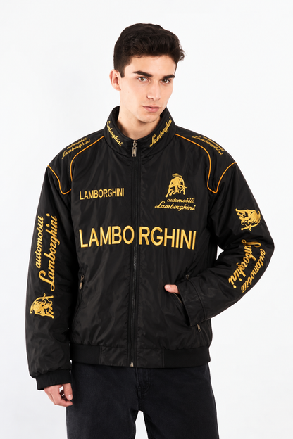 Automobili Lamborghini GT Black and Gold Racing Jacket