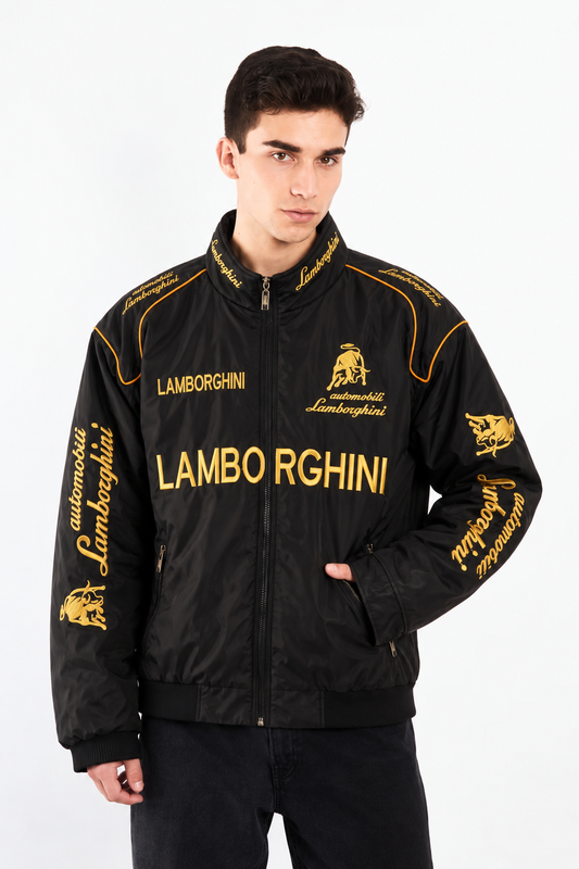 Automobili Lamborghini GT Black and Gold Racing Jacket