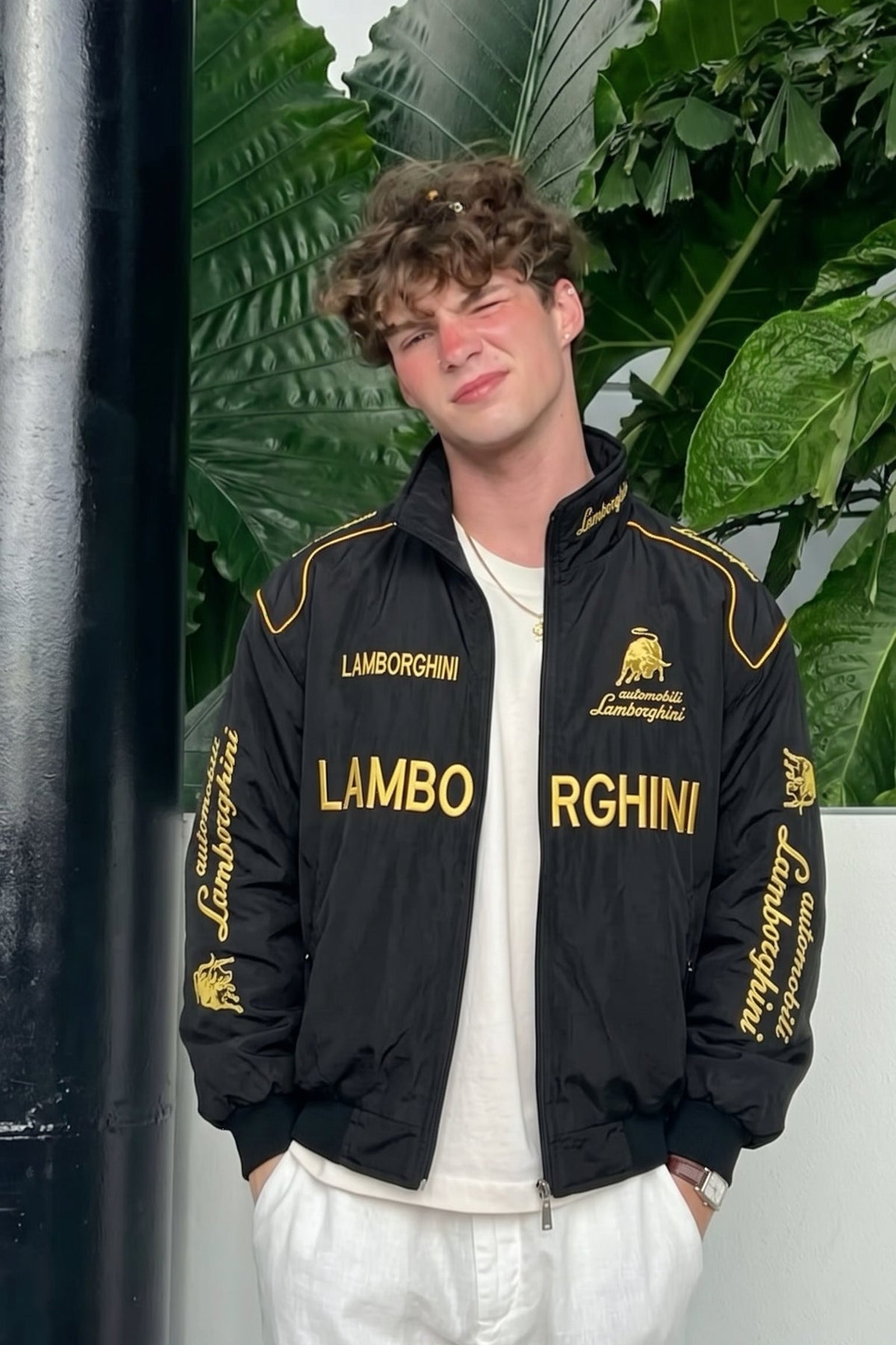 Automobili Lamborghini GT Black and Gold Racing Jacket