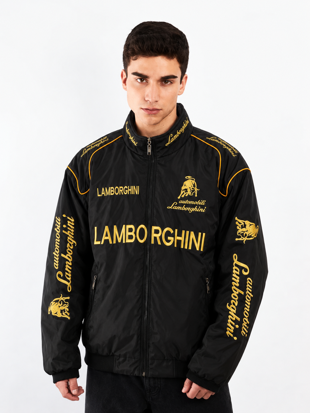 Automobili Lamborghini GT Black and Gold Racing Jacket