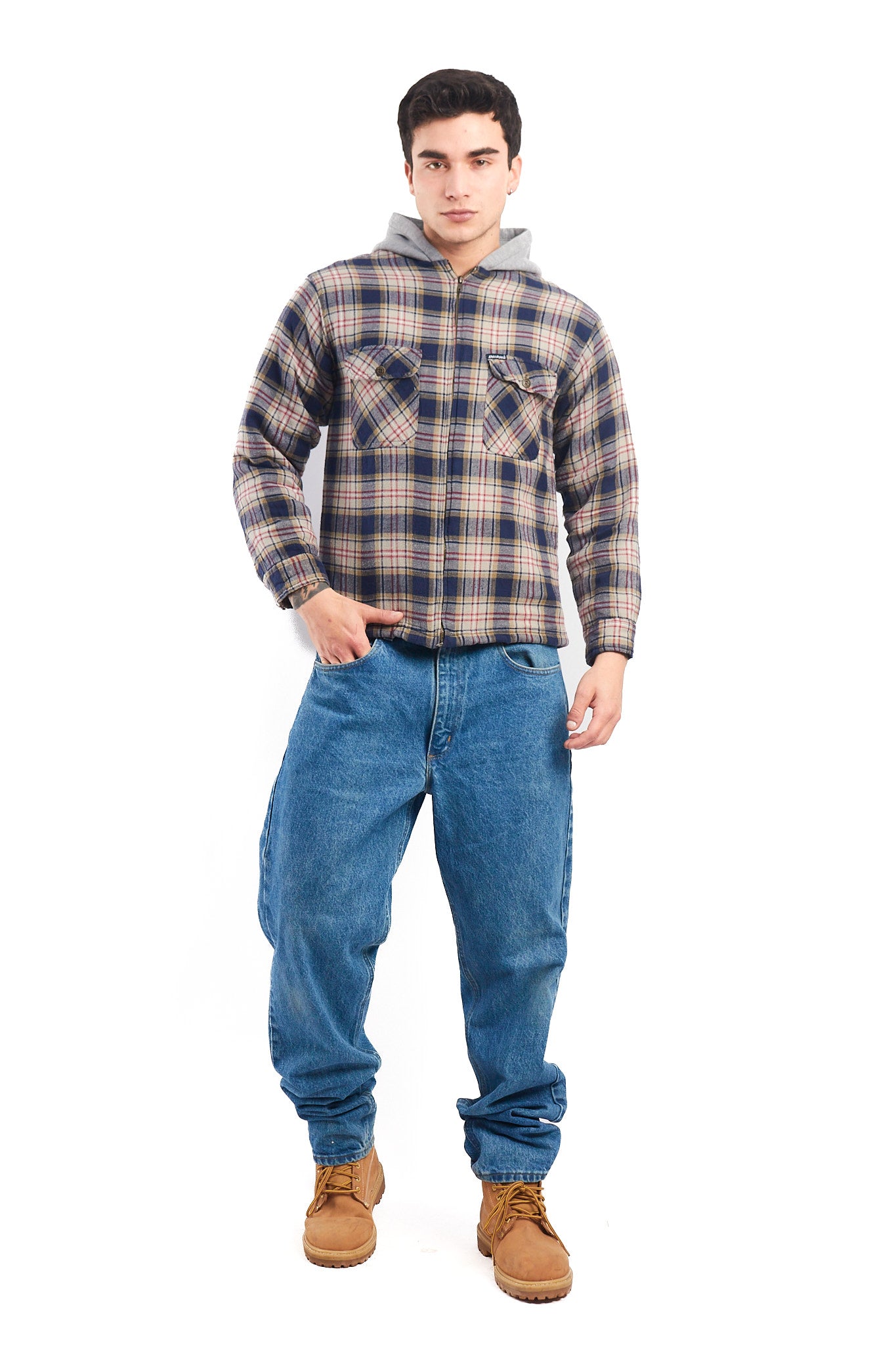 2000 Dickies Work Hooded Flannel Jacket (S)