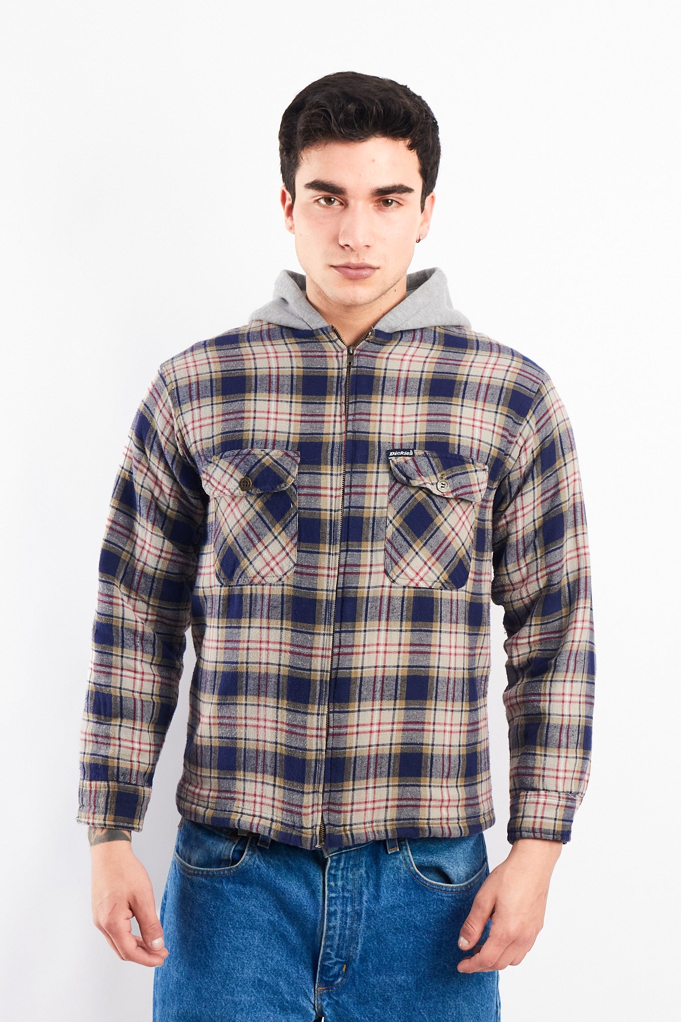 2000 Dickies Work Hooded Flannel Jacket (S)