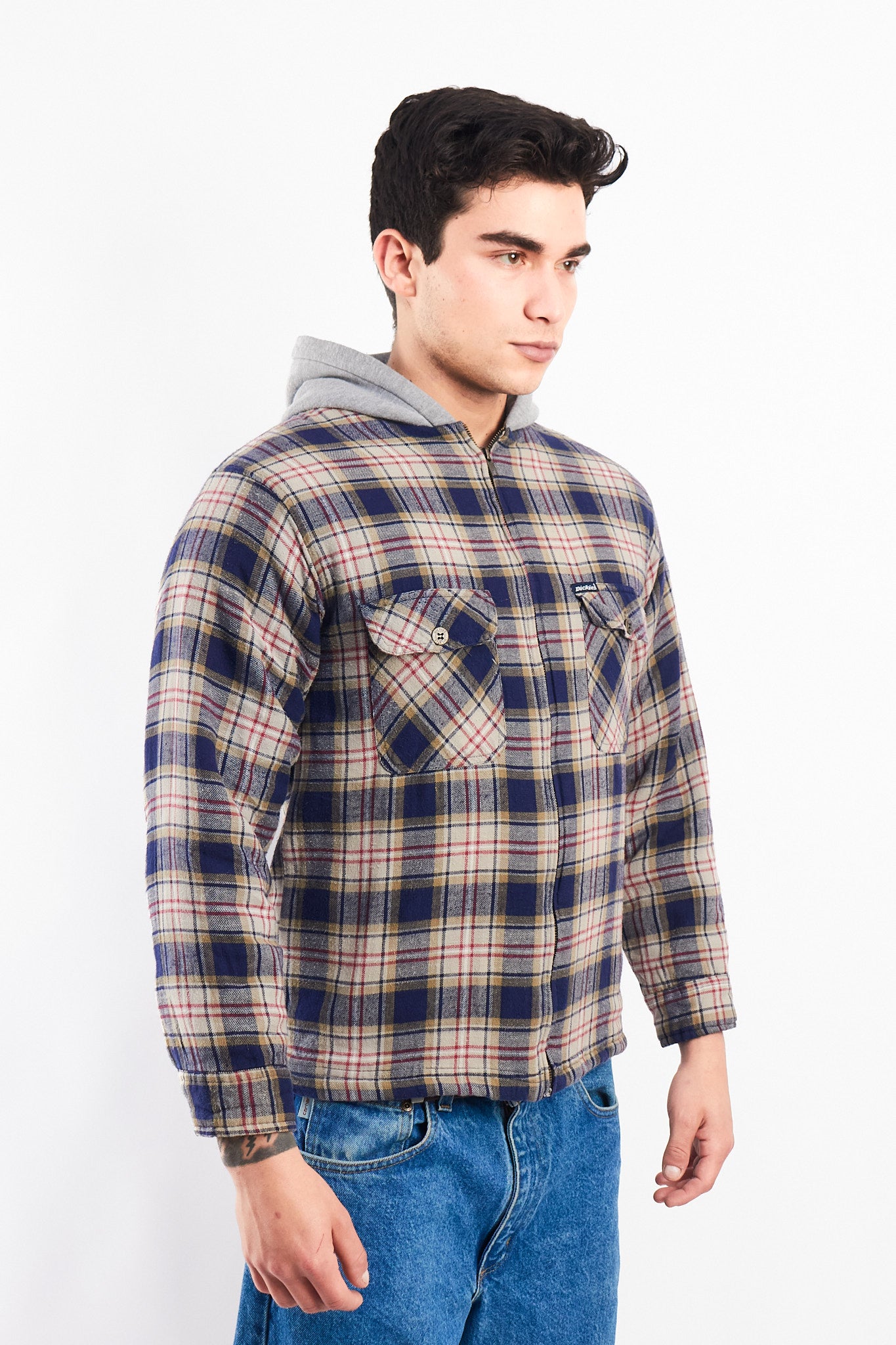 2000 Dickies Work Hooded Flannel Jacket (S)