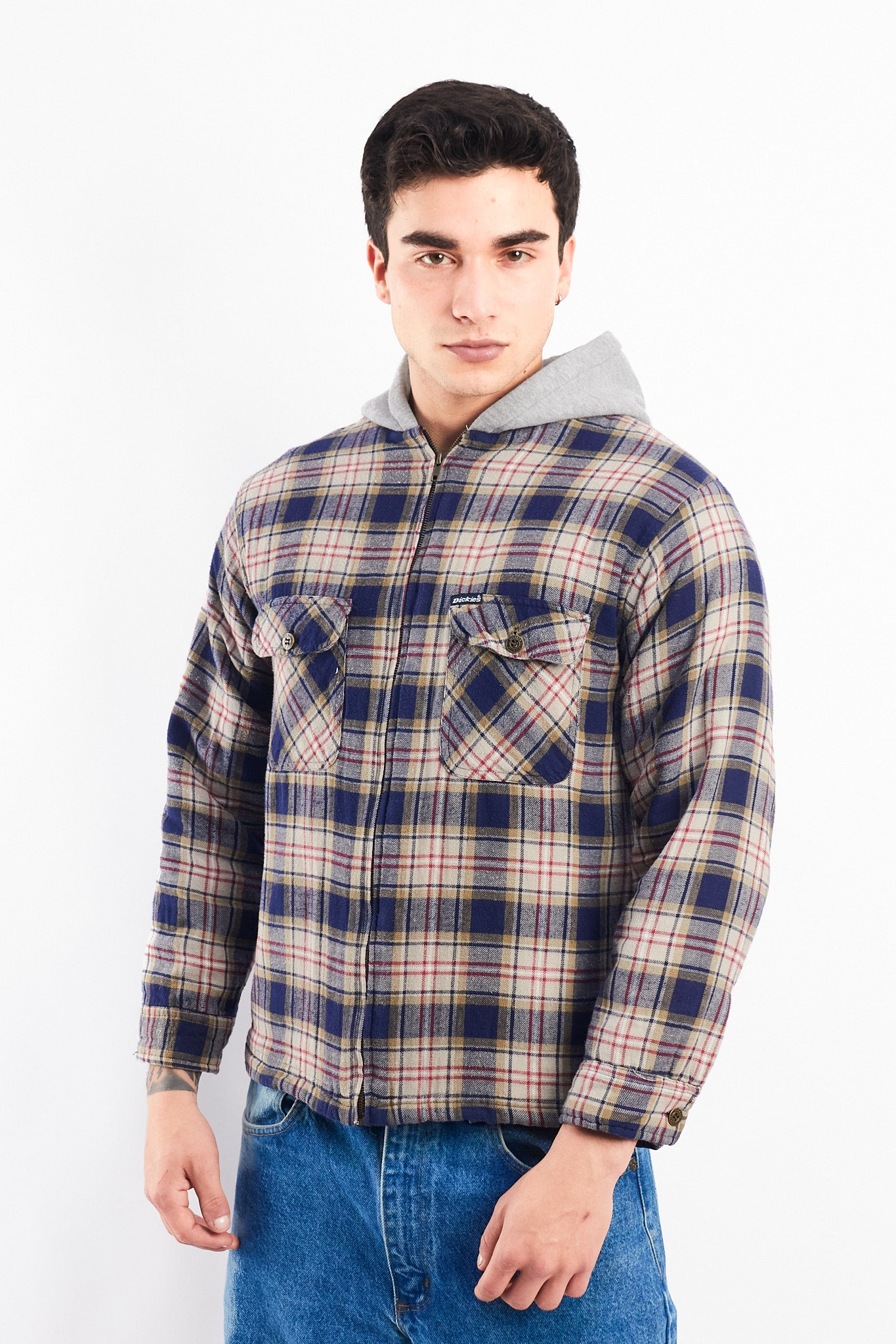 2000 Dickies Work Hooded Flannel Jacket (S)