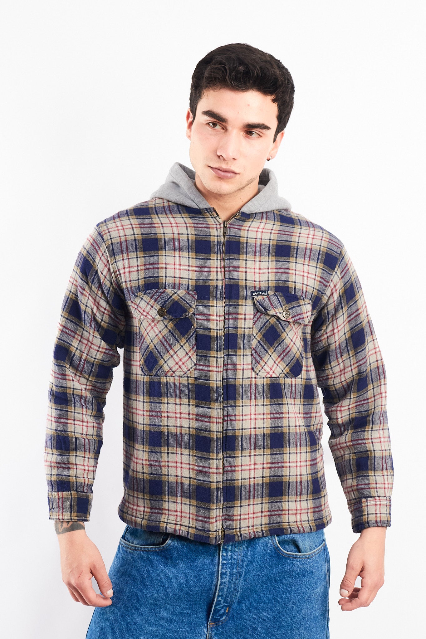 2000 Dickies Work Hooded Flannel Jacket (S)