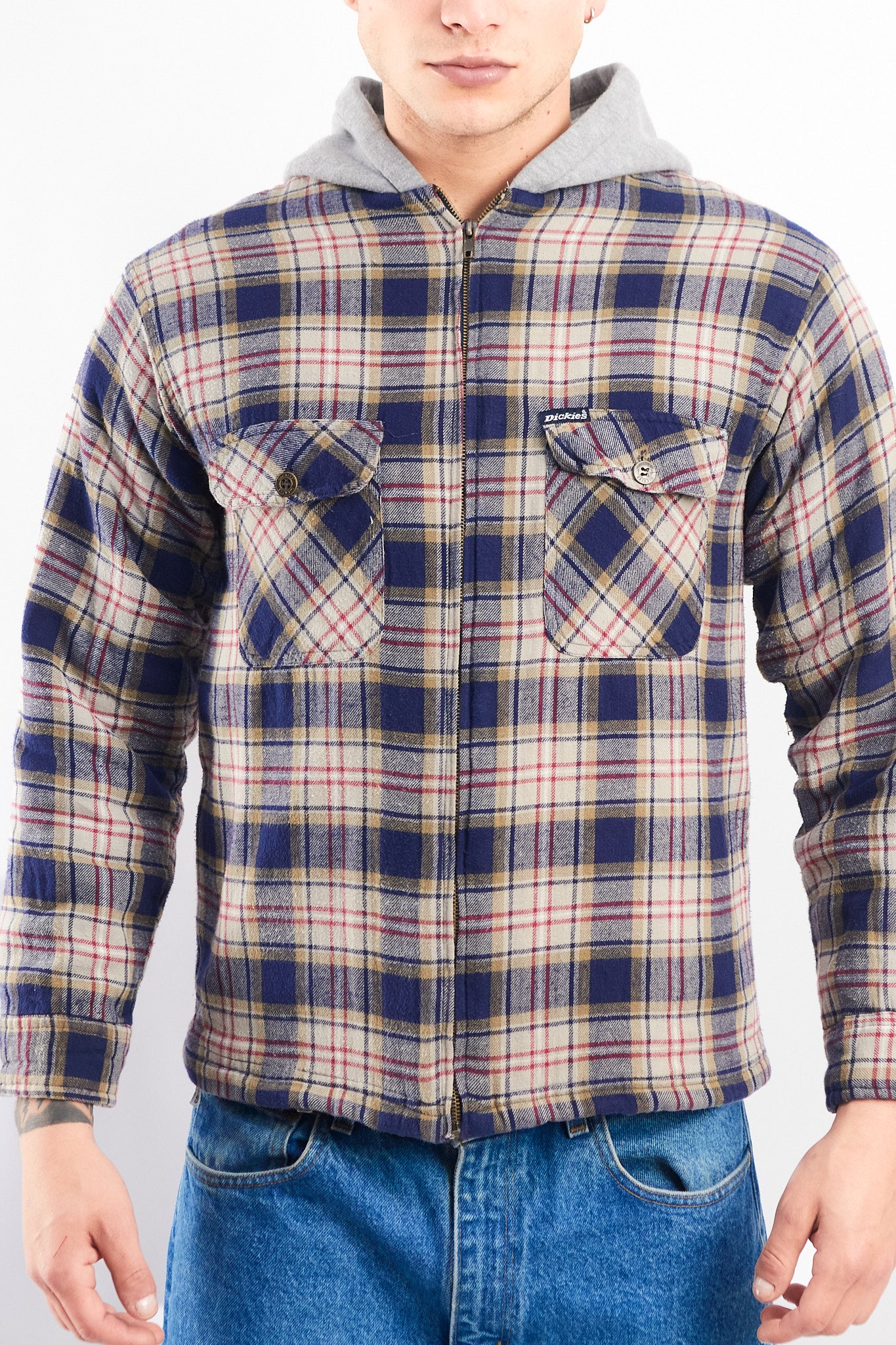 2000 Dickies Work Hooded Flannel Jacket (S)