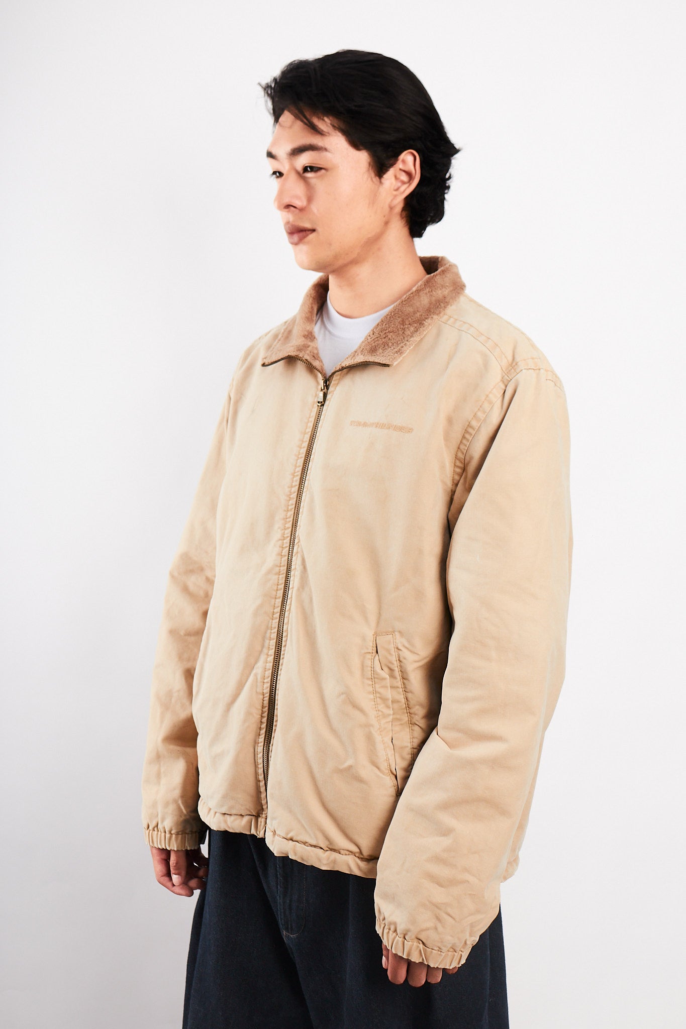 2000 Vintage Tommy Hilfiger Beige Sherpa Quilted Jacket (M/L)