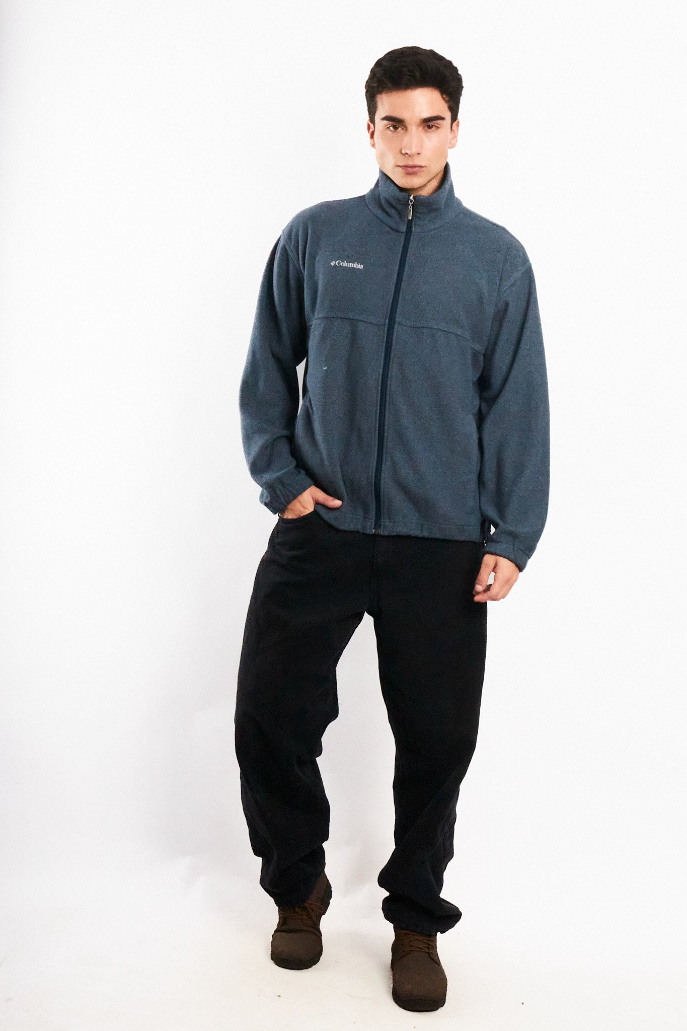 Vintage Columbia Steel Blue Fleece Jacket (M)
