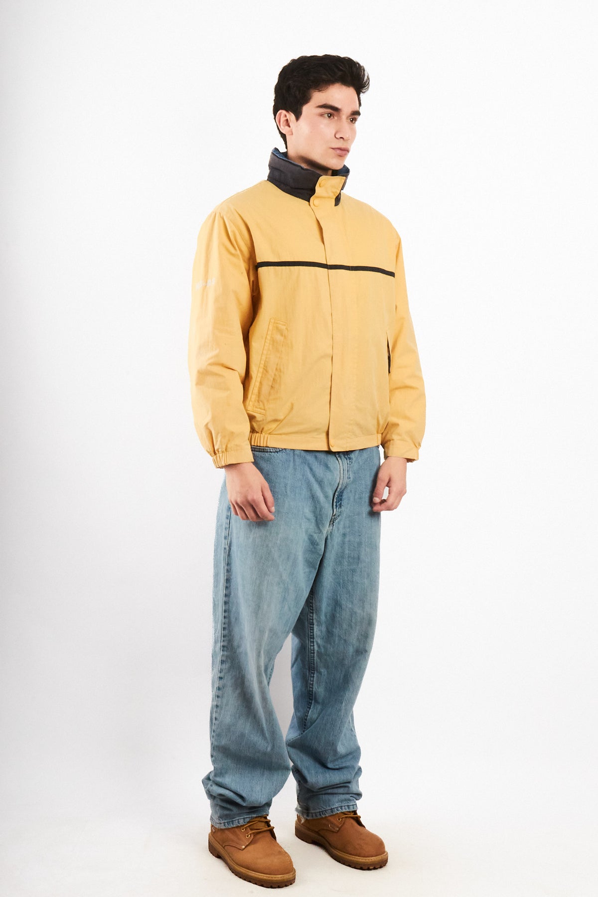 2000 Vintage Nautica NS-83 Light Yellow Striped Jacket (S/M)