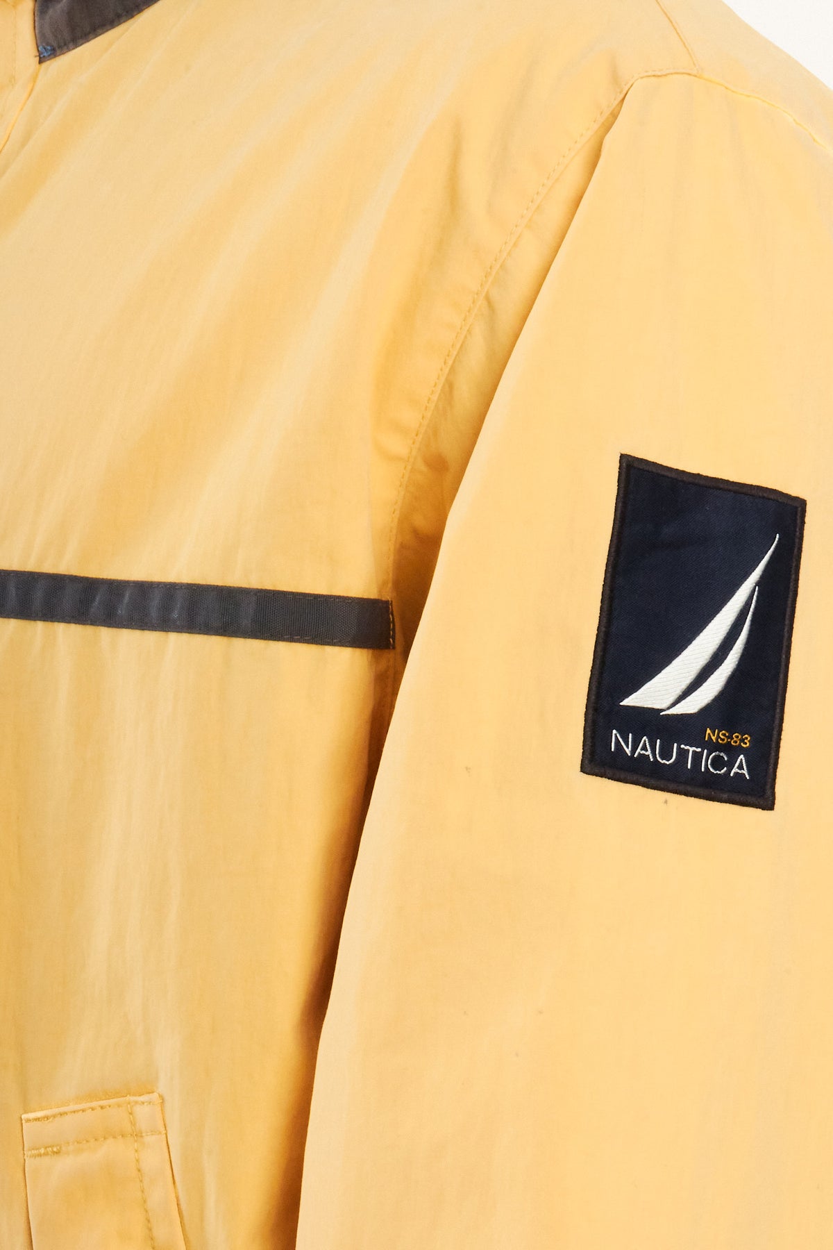 2000 Vintage Nautica NS-83 Light Yellow Striped Jacket (S/M)