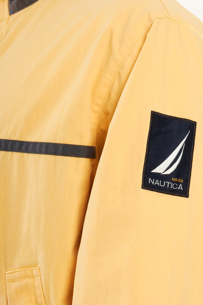 2000 Vintage Nautica NS-83 Light Yellow Striped Jacket (S/M)