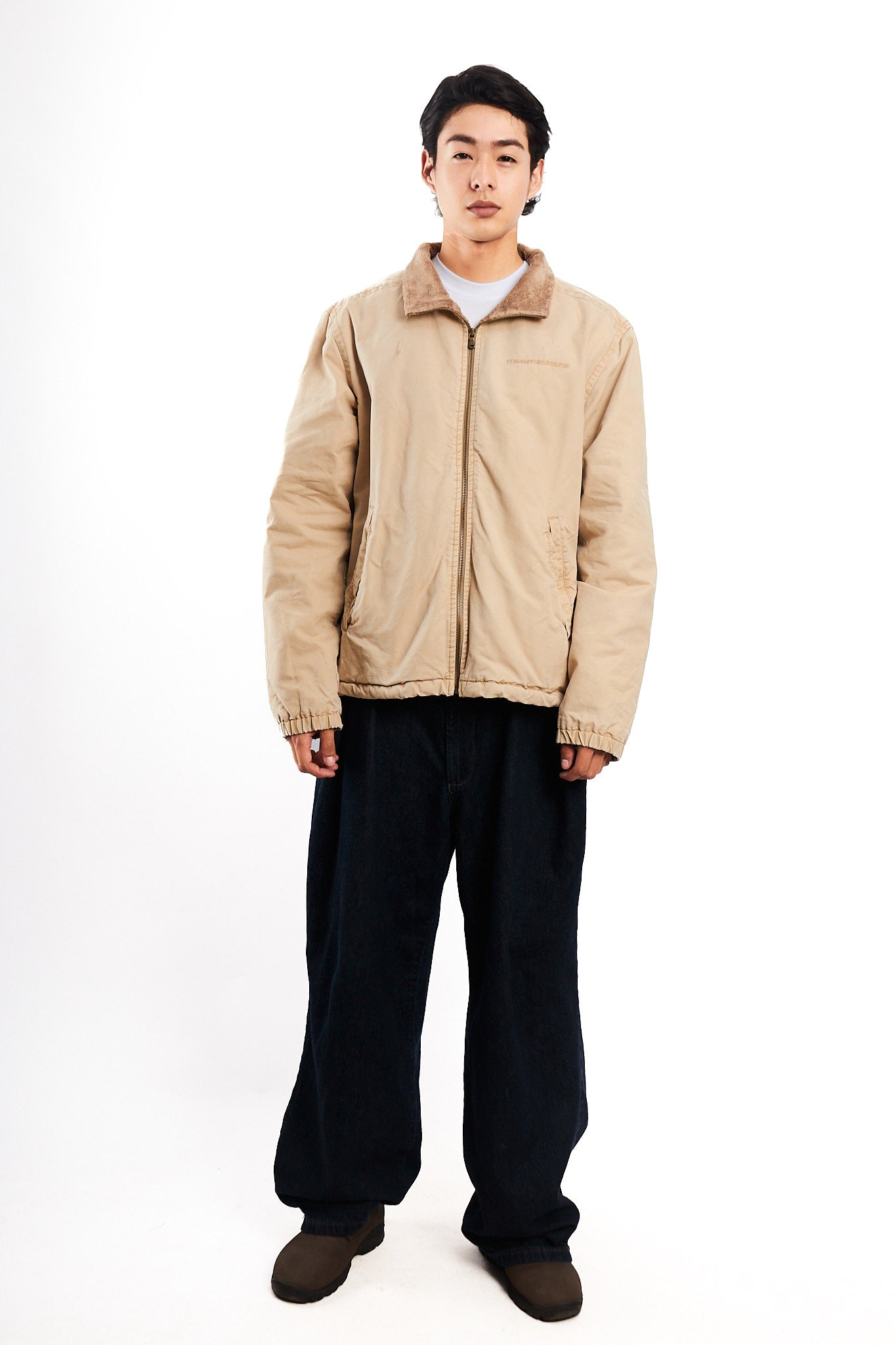 2000 Vintage Tommy Hilfiger Beige Sherpa Quilted Jacket (M/L)