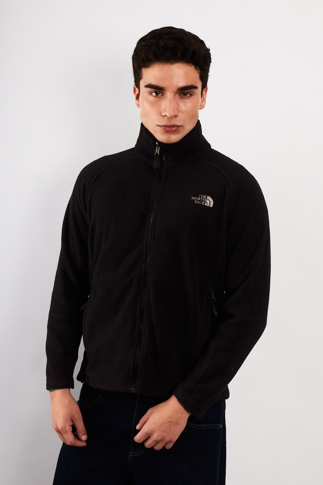 2000 Vintage The North Face Black Fleece Jacket (M)